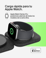 Belkin BoostCharge Pro cargador magnético compatible con MagSafe, base de carga inalámbrica 2 en 1 de viaje de 15 W, estación de carga inalámbrica plegable con Qi2, iPhone 16, Apple Watch 10 y AirPods