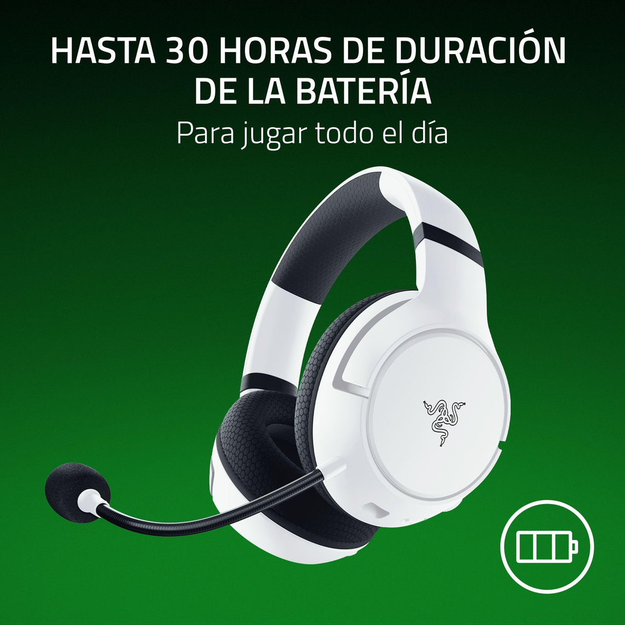 Razer Kaira HyperSpeed - Auriculares de Juego inalámbricos multiplataforma para Xbox (Inalámbricos HyperSpeed, Transductores Triforce de 50 mm, Micrófono cardioide HyperClear) Blanco