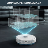 Rowenta X-plorer Serie 75 S+ RR8587 Robot aspirador autovaciado 4,1 L con mapeo, cámara y láser, para mascotas y alergias, compatible con smartphones y asistentes de voz, 2 mopas estándar
