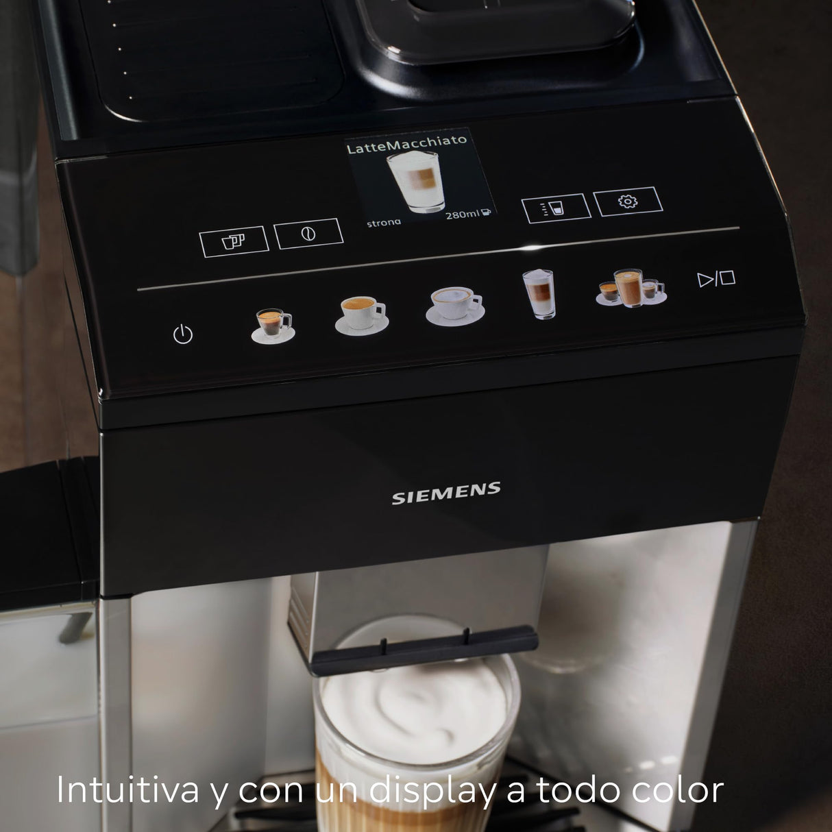 SIEMENS - Cafetera superautomática, EQ500, limpieza autoMilk, Display TFT Touch&Slide, función oneTouch doubleCup, plateado/negro, TQ513R01