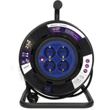 Orno AE-13154(GS) - Carrete alargador de cable (25 m, 50 m, 4 enchufes, 3200 W, 25 m)