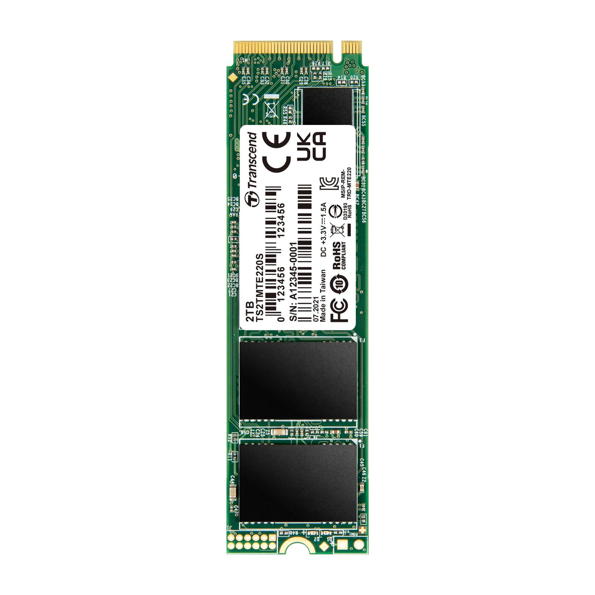 Transcend SSD Interno MTE220S NVMe PCIe Gen3 x4 M.2 2280 2TB 3D TLC NAND con DRAM Cache - TS2TMTE220S