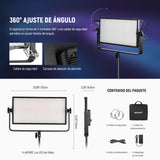 NEEWER 105W RGB LED Panel Luz Video Kit con Puertas Granero, 1200 LED 31500Lux@0,5m 2500K-10000K CRI96+/TLCI97+ Regulable, App/2,4G/Panel/Control DMX, Iluminación Grabación Fotografía Estudio, AP100C
