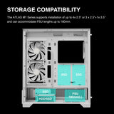 GAMDIAS Atlas M1 WH Gaming ATX Mid Tower - Carcasa para computadora de computadora de Torre Media, Monitor Personalizado con Software, Ventiladores ARGB PWM de 3 x 120 mm (2 entradas), Pantalla