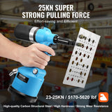 VEVOR Remachadora Neumática con Fuerza de Tracción de 20,2 KN, Alta Resistencia para Herramientas Mecánicas, Construcción, Mejoras en el Hogar, con 13 Piezas de Punta de Tamaño, 250 x 115 x 280 mm