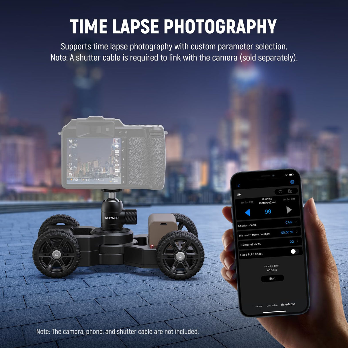 NEEWER DL400 Cámara Motorizada Actualizada Deslizante Dolly con App Control, Motor Dual Ultra Silencioso, 5h Funcionar, Compatible con GoPro iPhone Android Samsung Smartphone DSLR Cámara Videocámara