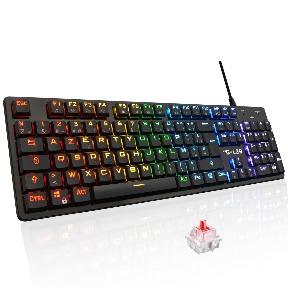 The G-Lab Clavier Gaming filaire Low PROFIL Switch Rouge - RGB - Logiciel de personnalisation - Design Slim et robuste