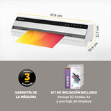 Fellowes Plastificadora Saturn A3 Pequeña Oficina – InstaHeat, lista en 60 segundos, sin atascos, apagado automático – Para fundas de 80/100/125 micras – Incluye 10 fundas – Uso en casa y oficina