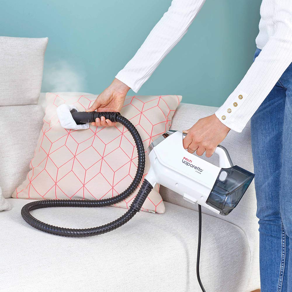 Polti Vaporetto 3 Clean, Escoba a Vapor con Limpiador Portátil a Vapor y Aspirador sin Bolsa, 3 en 1, 12 Accesorios Incluidos, Calentamiento en 30 Segundos, Potencia Máxima 1800 W, Blanco y Gris