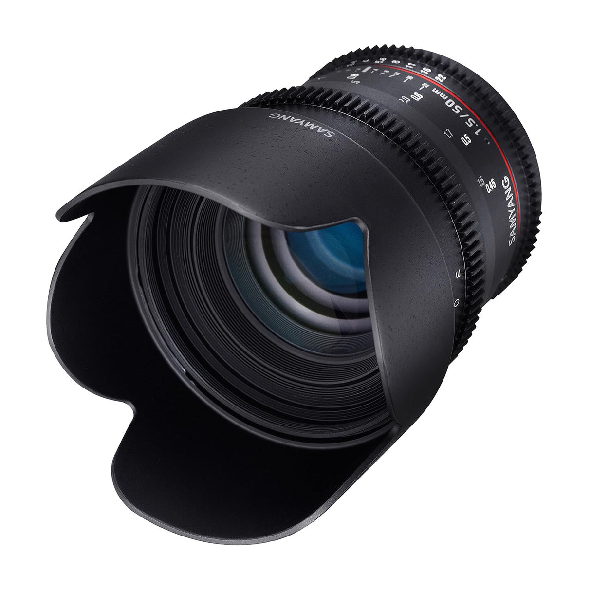 Samyang F1311101101 - Objetivo para vídeo VDSLR para Canon EF (Distancia Focal Fija 50mm, Apertura T1.5-22 AS UMC, diámetro Filtro: 77mm), Negro