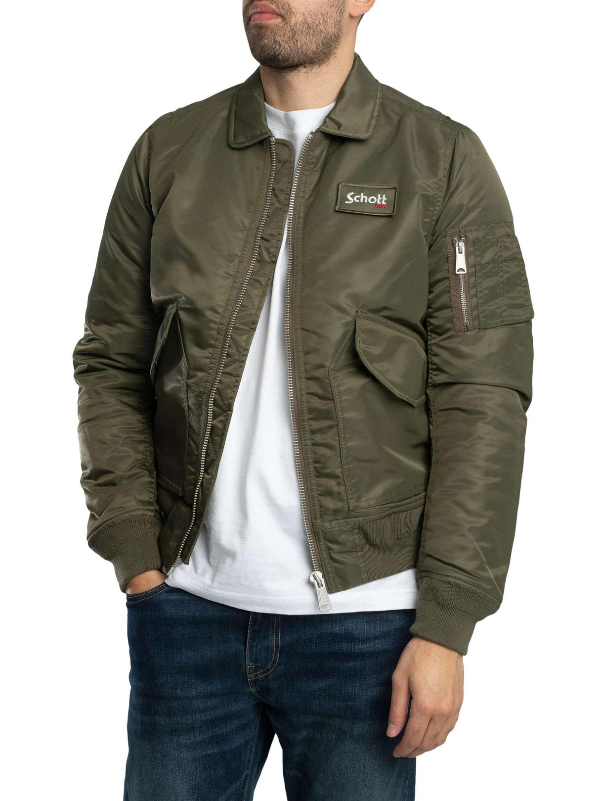 Schott NYC 210100RS, Chaqueta para Hombre, Kaki Del Ejército, M