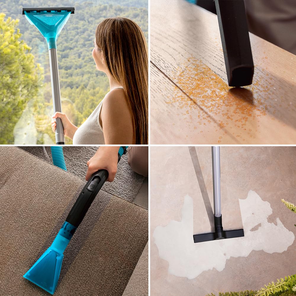 Cecotec Aspirador de Sólidos, Líquidos y Tapicerías Conga CarpetClean 20000 Pro. 1400 W, 22kPa, Gran Tamaño, 2 Tanques de 4 y 20 litros, Pulverizador, Radio de Acción 7 m, Filtro HEPA, Accesorios