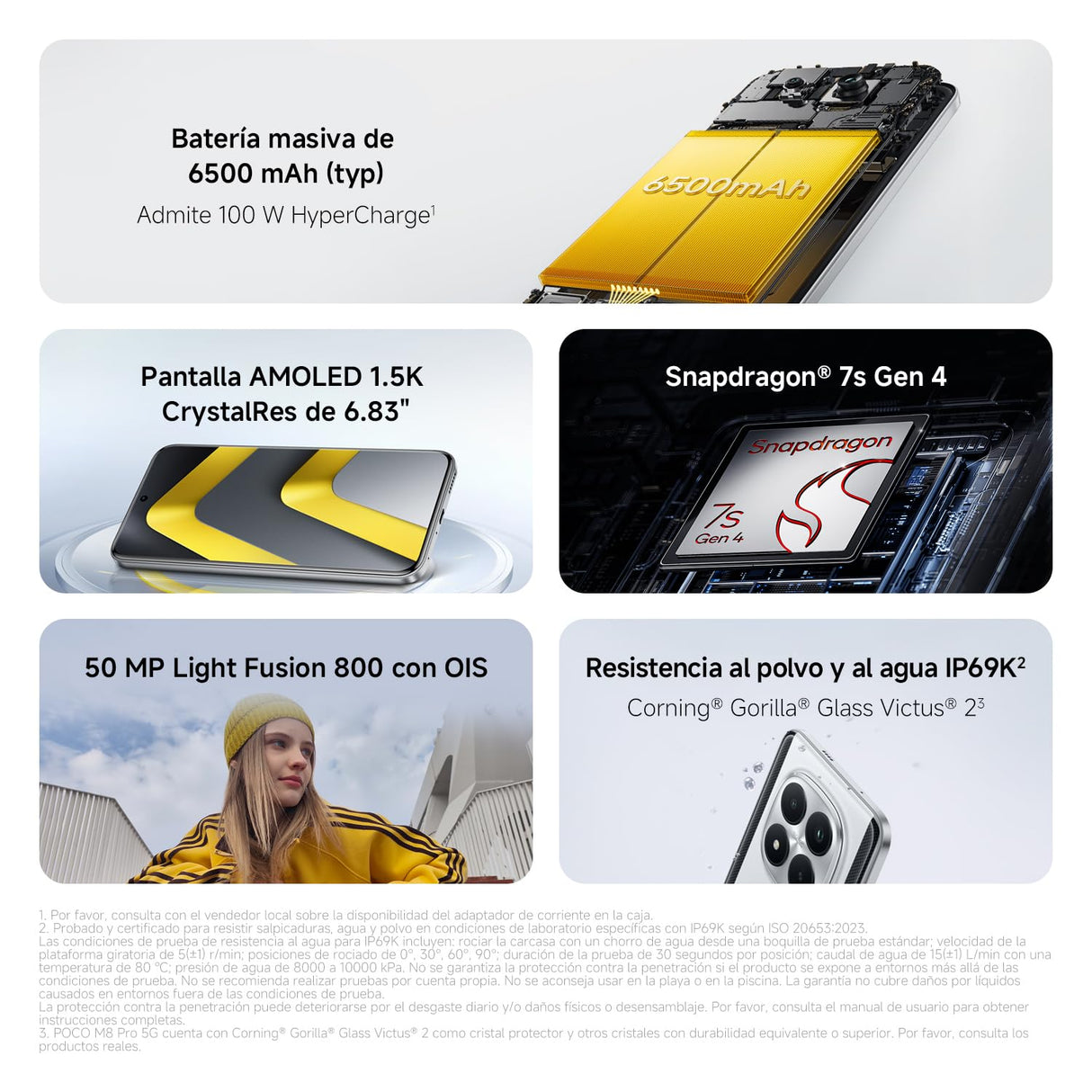 XIAOMI POCO M8 Pro 5G - Smartphone de 12+512GB, Pantalla de 6,83" 1.5K AMOLED, Snapdragon 7s Gen 4, cámara de 50MP, Hypercharge 100W, Cargador no Incluido, Negro (Versión ES)