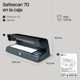 Safescan UV 70 Detector de billetes falsos, verifica billetes, tarjetas de crédito y documentos - Detector UV para nuevos billetes - Detector billetes falsos con luz UV - Detector con luz UV