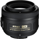 Nikon AF-S DX Nikkor 35 mm f/1.8 G - Objetivo para montura F, distancia focal fija 52.5 mm, apertura f/1.8G, negro - Versión Europea