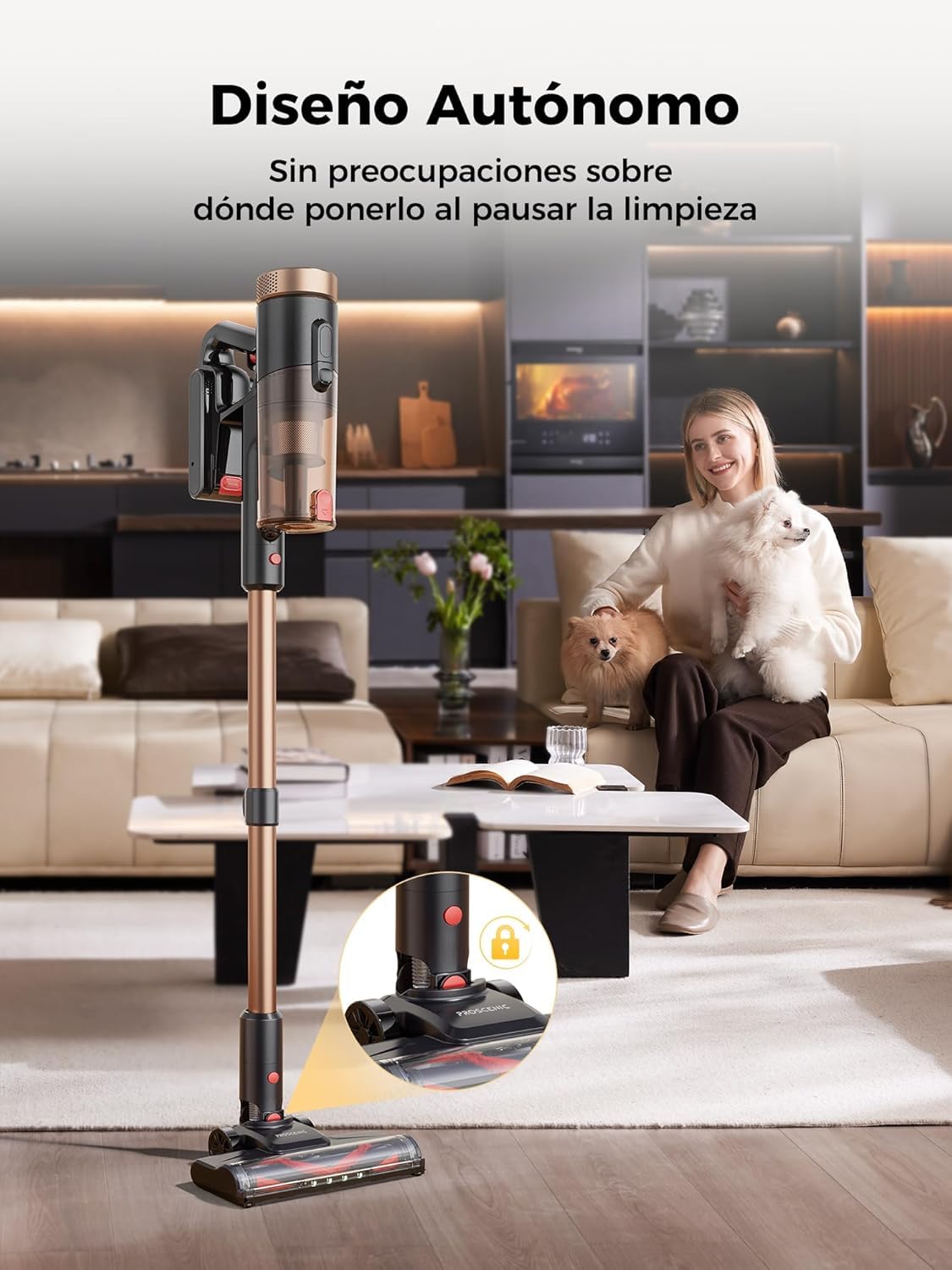 Proscenic P11 Ultra Aspiradora sin Cable 50KPa/500W/50Min, Aspiradora Escoba Vertical Potente con Luz Verde, Cepillo Antienredos y Pantalla LED para Alfombras/Suelos/Pelo de Mascotas