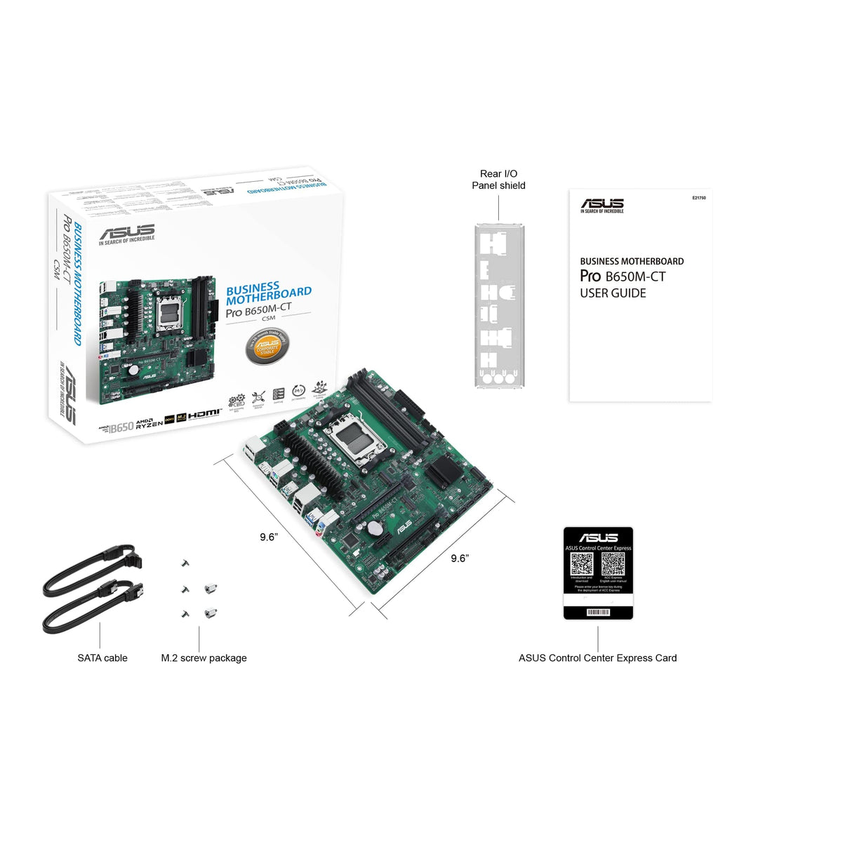 ASUS Pro B650M-CT-CSM Business - Placa Base AMD AM5 (Ryzen 7000, Memoria Micro-ATX, Memoria DDR5, PCIe 5.0, USB 3.2 Gen 2, Kit de BIOS Comercial)