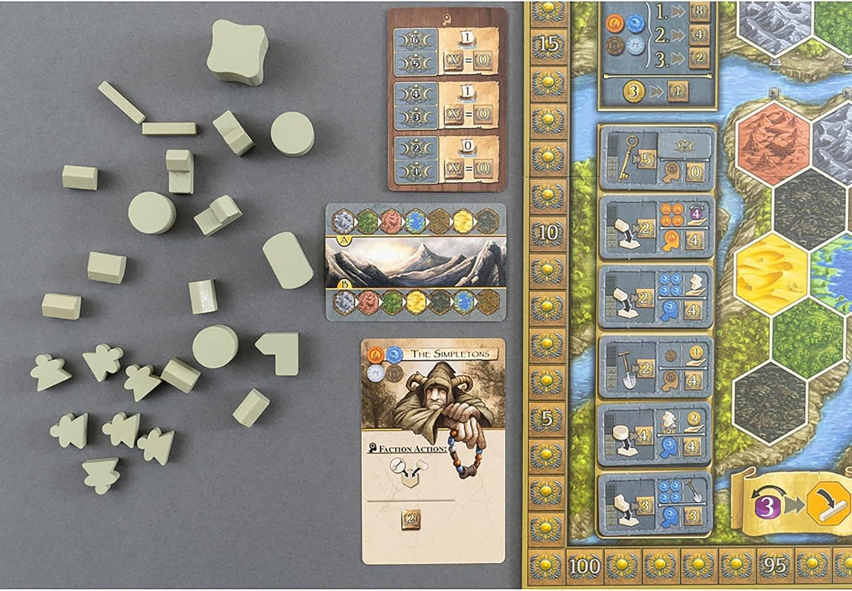 Capstone Games Terra Mystica: Big Box,Contiene: Terra Mystica: Juego Base, Expansión de Fuego y Hielo, 1-5 Jugadores, 30 Minutos por Jugador