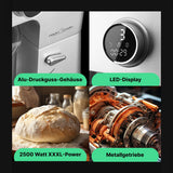 ProfiCook® robot de cocina | XXL | 12L bol | amasadora | motor 2500W | engranaje metálico | pantalla LED | robot de cocina | para hasta 8,5 kg de masa | 13 velocidades | PC-KM 1254 acero inoxidable