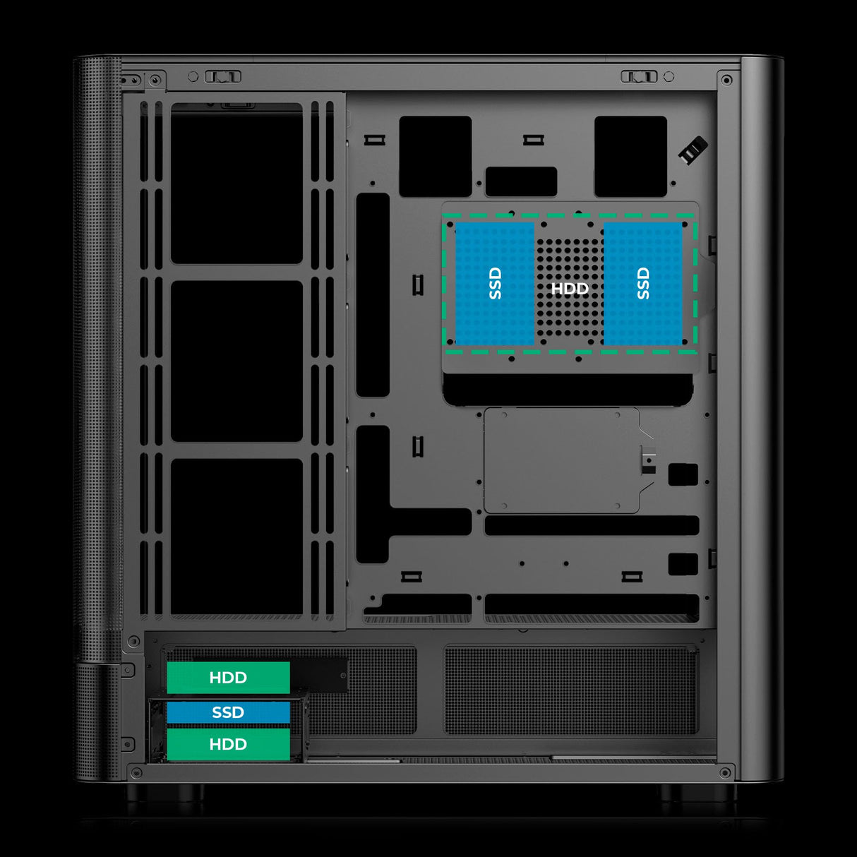 Abysm Gaming Caja ATX Danube SAVA H500 II Air Black con Cristal Lateral Templado, Panel de Rejilla, Siete Slots de Expansión y 4 Ventiladores de 120 mm ARGB Preinstalados