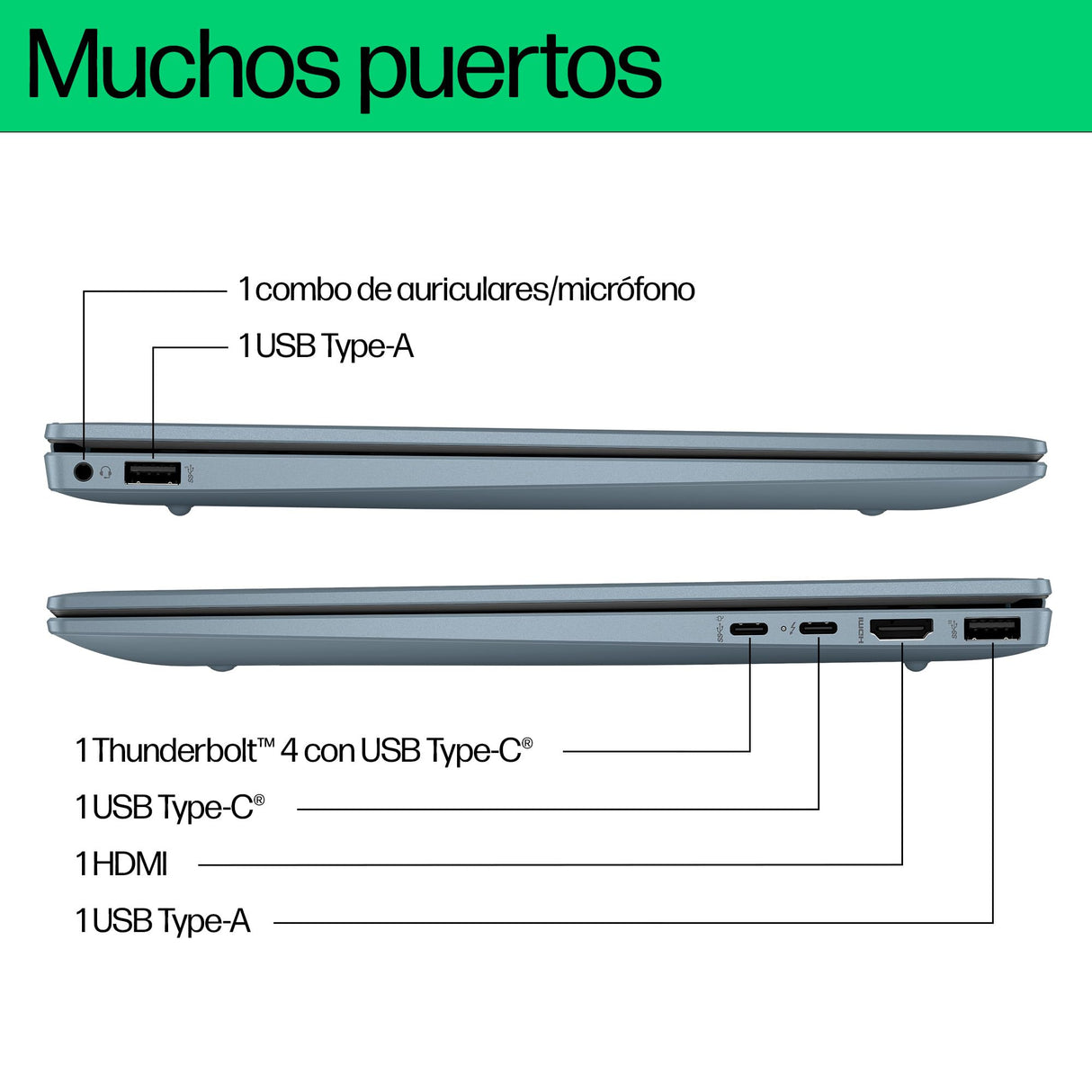 HP Pavilon Plus 14-ew1020ns - Ordenador portátil de 14" OLED 2.8K (Intel EVO Core Ultra 7, 32GB RAM, 1TB SSD, Intel ARC Graphics, Windows 11) Azul - Teclado QWERTY Español