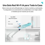 TP-Link Deco BE65(2-Pack) Wi-Fi 7 Mesh WLAN Set (Paquete de 3), Tribanda 5760 Mbit/s (6 GHz) + 2880 Mbit/s (5 GHz) + 574 Mbit/s (2,4 GHz), 6 transmisiones, 4 Puertos 2,5G, 1 USB 3.0