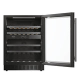 Haier Wine Bank 60 Series 6 HAKWBD 60 Vinoteca de integración de 44 botellas, 2 Zonas, Estantes de madera, Filtro Anti-UV, Refrigeración por Compresor, Display Digital, Iluminación LED, 38 dbA Negra