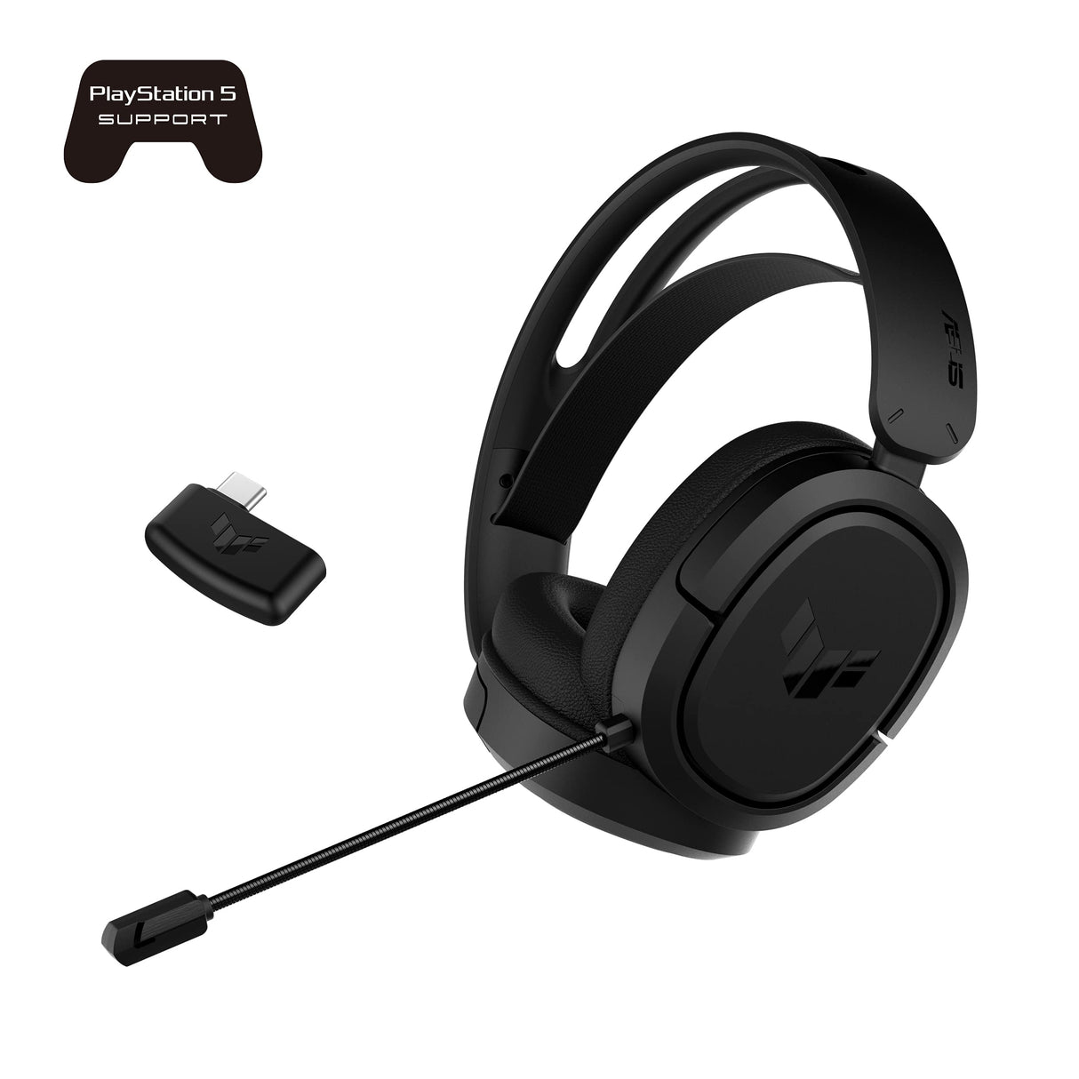 ASUS TUF Gaming H1 Wireless Headset (Discord Certified Mic, 7.1 Surround Sound, 40mm Drivers, 2.4GHz, USB-C, Lightweight, 15 Hour Battery Life, For PC, Mac, Switch, Mobile Devices, PS4, PS5)- Black