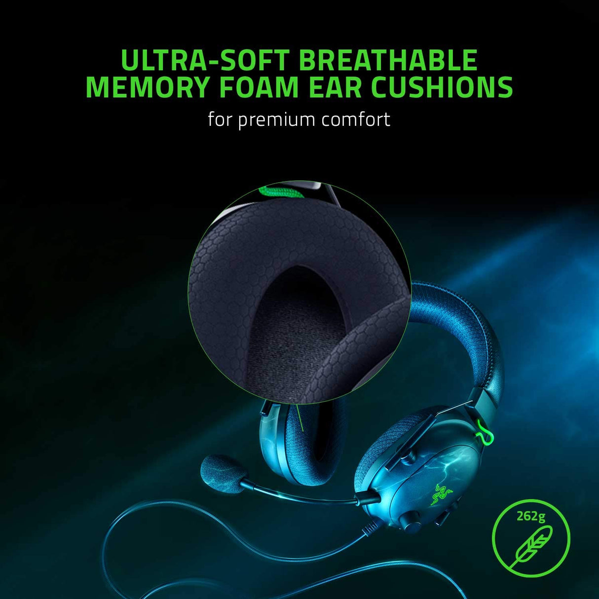 Razer BlackShark V2 Gaming Headset: THX 7.1 Spatial Surround Sound,50 mm Driver, Micrófono Desmontable, PC, PS4, PS5, Switch, Xbox One, Xbox Series X & S, Mobile,3.5 mm Audio Jack & USB DAC,Negro