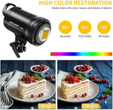 K&F CONCEPT- SL-60W LED Video Flash con Luz Blanca 5600K, 60W CRI 95+,TLCI 95+ con Foco LED con Control Remoto,Obturador,Reflector,Montura Bowens para Video,Estudio Fotografía al Aire Libre,Foco LED