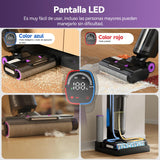 Redkey W15 Aspirador Vertical Fregona Sin Cable Agua, Aspirador Barredor 3 en 1, Potente Absorción de Agua y Polvo, Placa Única de 5mm, 35min Larga Autonomía, Pantalla LED, Limpieza Automática