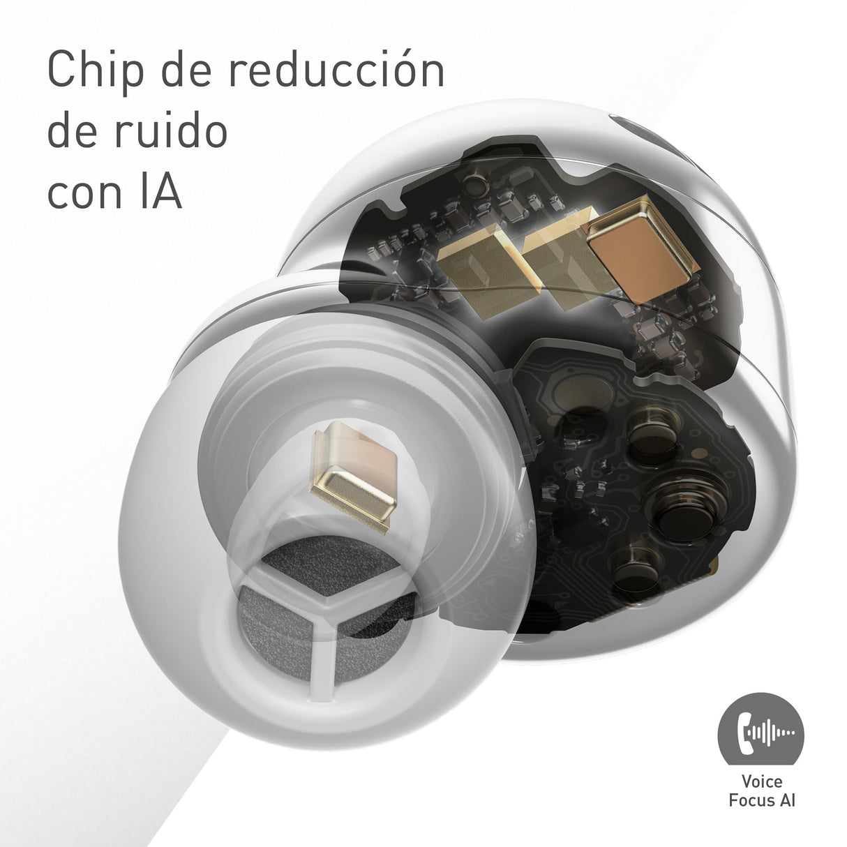 Technics EAH-AZ100E-S Auriculares Inalámbricos con Cancelación De Ruido, Bluetooth Multipunto, Voice Focus AI, Cómodos Auriculares Internos, Color Plateado
