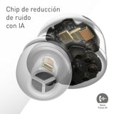 Technics EAH-AZ100E-S Auriculares Inalámbricos con Cancelación De Ruido, Bluetooth Multipunto, Voice Focus AI, Cómodos Auriculares Internos, Color Plateado