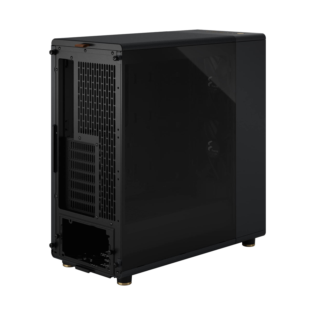 Fractal Design North Charcoal Black Tempered Glass Dark - Frente de Madera de Nogal - Panel Lateral de Vidrio - Incluye Dos Ventiladores Aspect PWM de 140 mm - Puerto USB Tipo C