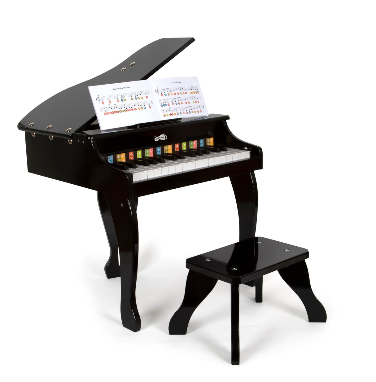 small foot Cola Infantil, Piano electrónico de Madera con Taburete, niños a Partir de 3 años, 12622, Color Black