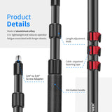 Neewer NW-7000 Brazo de Micrófono de Mano, Extensible de 3 Secciones con Adaptador de Tornillo de 3/8" & 3/8" a 5/8", Longitud Ajustable de 3 Pies a 8 Pies, Auxiliar