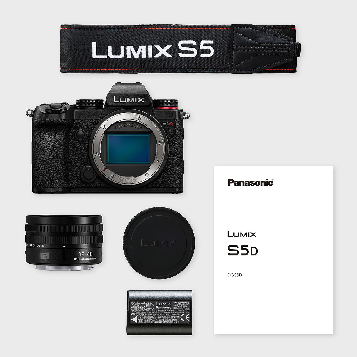 Panasonic DC-S5DNE-K Lumix S5D Cuerpo de Cámara Sin Espejo de Fotograma Completo, 24,2 MP, Grabación 4K 60P, Live View Finder, Monitor De Ángulo Libre, Wi-Fi,con Lente S-R1840E 18-40 mm S,S5D (Nuevo)