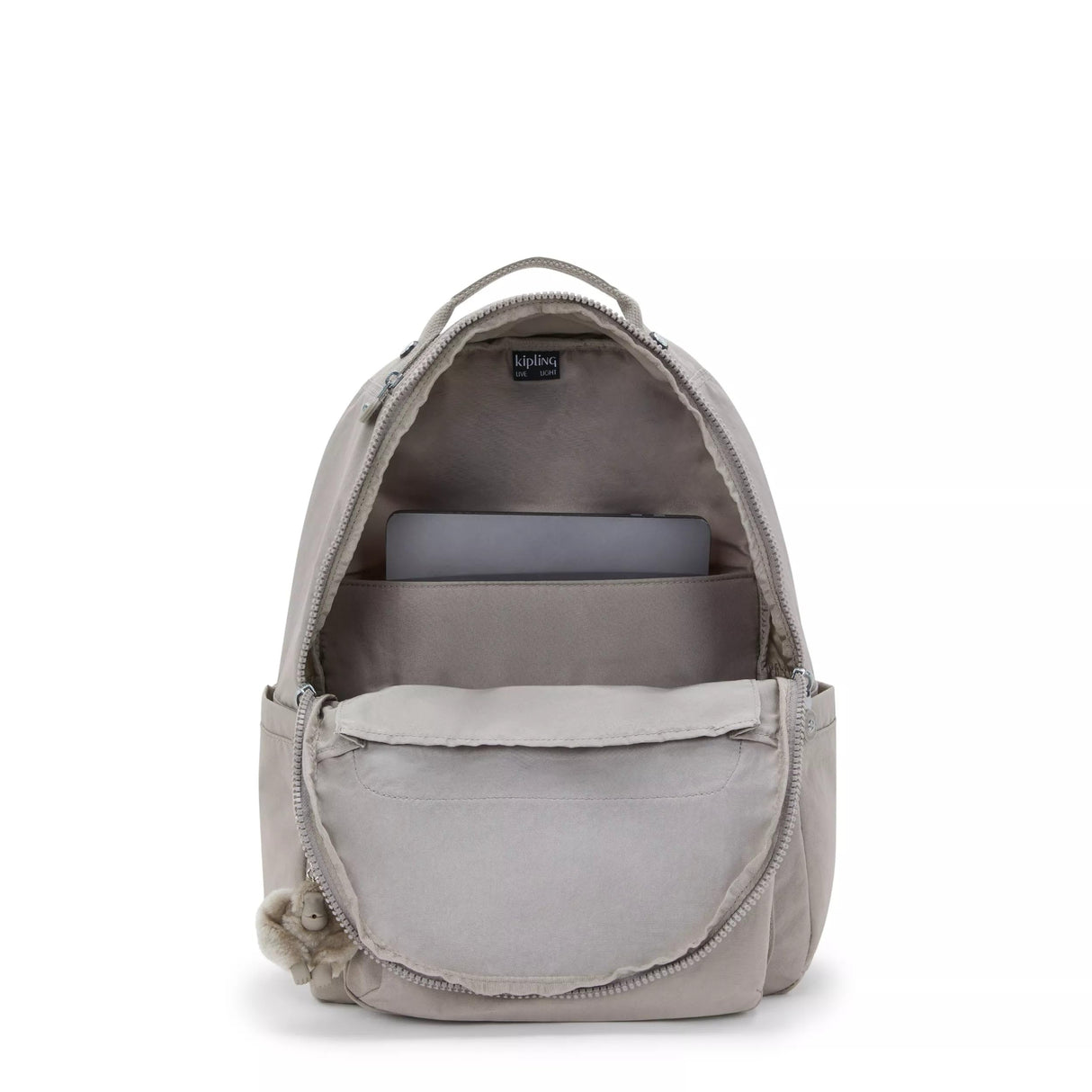 Kipling Seoul - Mochila para laptop de 15 pulgadas para mujer, duradera, espaciosa con correas acolchadas para el hombro, mochila escolar (paquete de 1), Gris Gris, L, Seoul - Mochila para portátil de