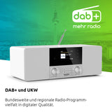 TechniSat - Radio Digital estéreo 4 C (Dab +, FM, Pantalla a Color, Bluetooth, conexión para Auriculares, Entrada Auxiliar, Pantalla OLED, 20 W RMS, Altavoz Elac), Color Blanco