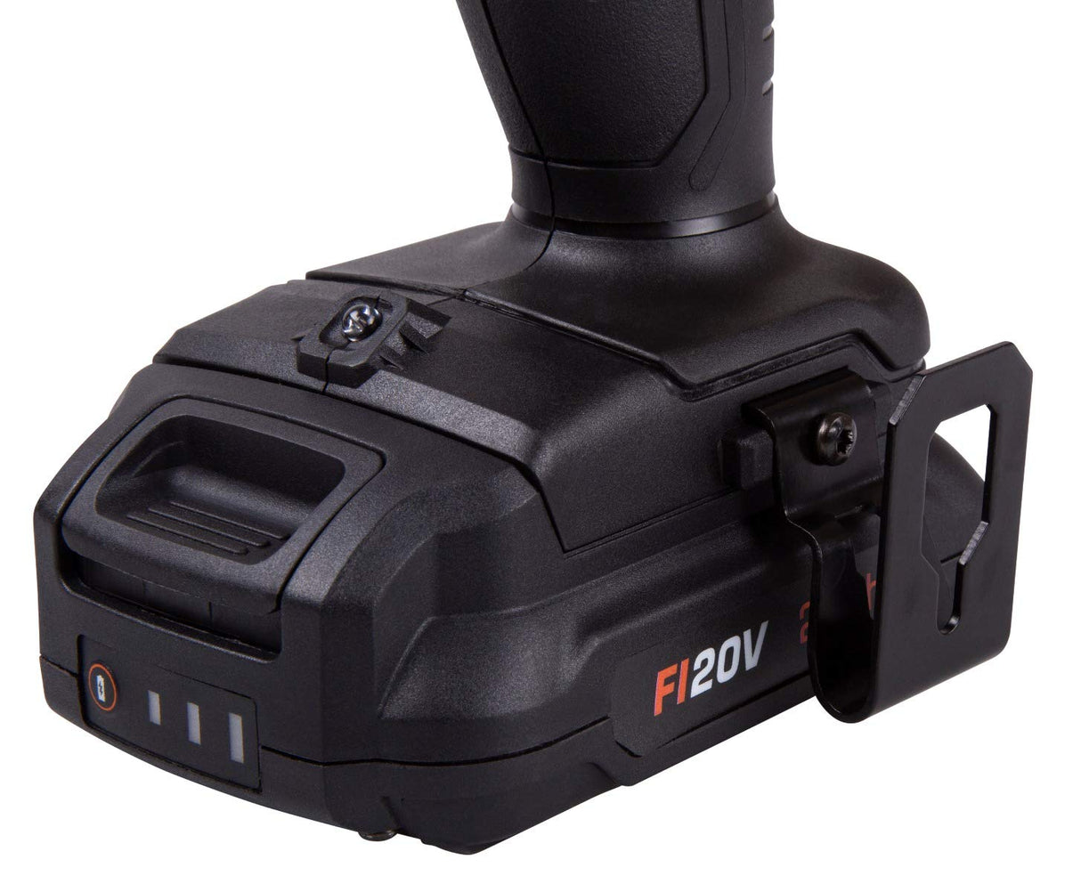 FERM Taladro inalámbrico industrial, FI20 V, 50 Nm, motor de 4 pines, incluye 2 baterías de 2,0 Ah y maletín de almacenamiento