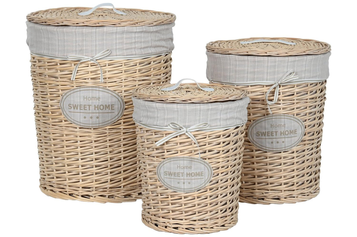 CESTA ROPA SET 3 MIMBRE ALGODON 45X45X55 CREMA