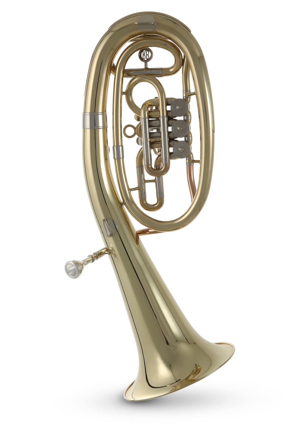 Roy Benson Trompa tenor en Sib TH-201 (modelo compacto premium, con campana de latón de Ø 24 cm, caña de latón dorado duradero, láminas de alpaca, en acabado lacado, incl. estuche de forma ligera)