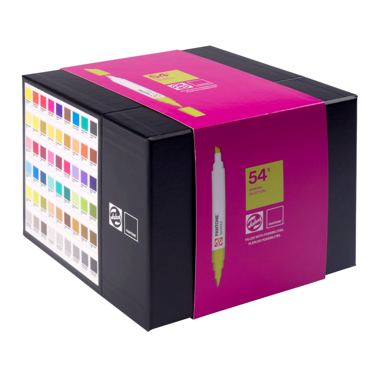 Talens | Pantone Marker Set de 54 | Rotulador Doble Punta con Punta de Pincel y Cincel | Tinta Pigmentada a Base de Agua en Colores Pantone