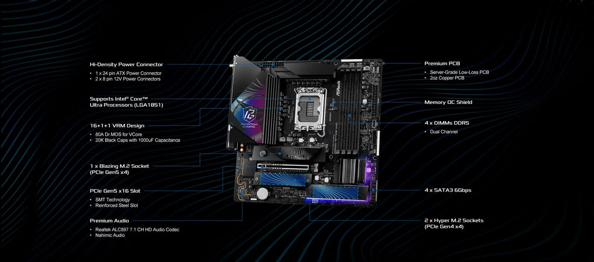 MB ASRock Intel 1851 Z890M Riptide WiFi