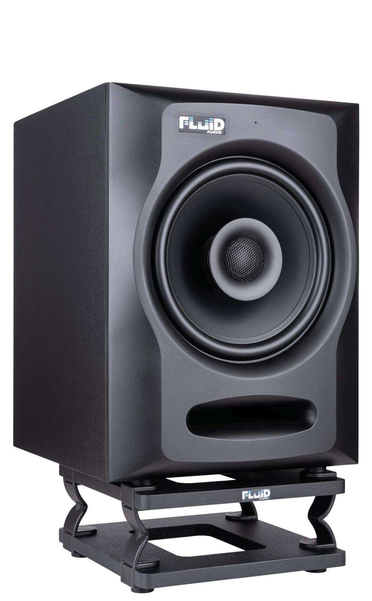 Fluid Audio DS8 Monitorständer Lautsprecherständer para Studio-Monitores (Höhenverstellbar, Erhöhung, Stativ, Halterung, vibrationsdämpfend, Negro, 1 Par, 8 Pulgadas, ideal para Audio-Profis), Negro