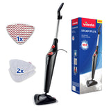 Vileda Steam PLUS + Recambio Power Pad, Mopa a vapor para una limpieza más higiénica, elimina el 99,9% de bacterias, óptima para alfombras y moquetas, apto par todo tipo de suelos