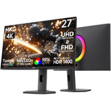 HKC G27M7Pro Monitor para Juegos de 27", Mini LED IPS, UHD 160 Hz/FHD 320 Hz, 1 ms DIC, HDR1400, 98% DCI-P3, Adaptive Sync, USB-C 90 W, 2× HDMI 2.1, DP 1.4, Soporte Ajustable en Altura, VESA 100×100