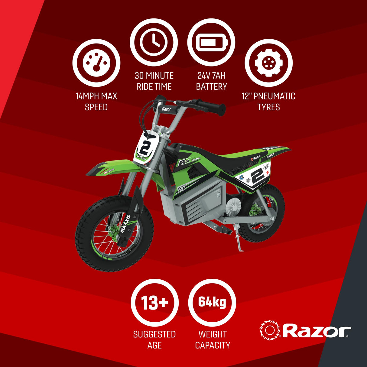 Razor SX350 McGrath SE Electric Bike, Unisex-Youth, Verde, One Size