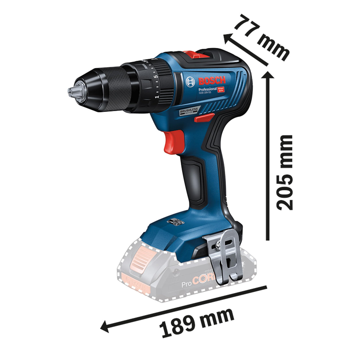 Bosch Professional 18V System GSB 18V-55 - Taladro percutor a batería (Brushless, 55 Nm, 2 baterías x 4.0 Ah, en L-BOXX)