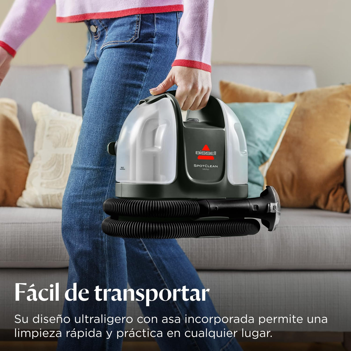 BISSELL SpotClean Mini Aspiradora de Agua Tapiceria con cable, Limpiador de Tapicerias Portátil, Perfecto para Limpia Rápidas, Compacto y Ligero, Lava Aspiradora para Coche, Barco, Sofá y Más, 41491